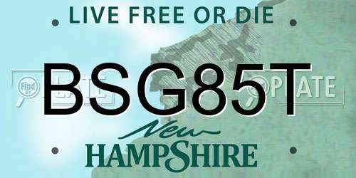 BSG85T New Hampshire License Plate
