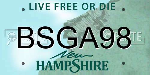 BSGA98 New Hampshire License Plate