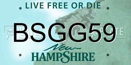 BSGG59 New Hampshire License Plate