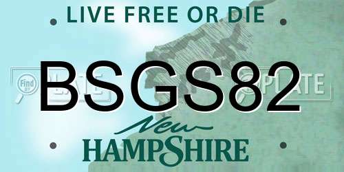BSGS82 New Hampshire License Plate