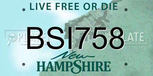 BSI758 New Hampshire License Plate