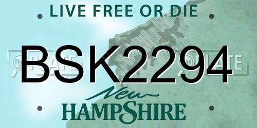 BSK2294 New Hampshire License Plate