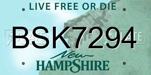 BSK7294 New Hampshire License Plate