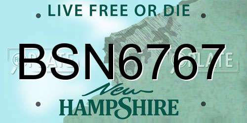 BSN6767 New Hampshire License Plate