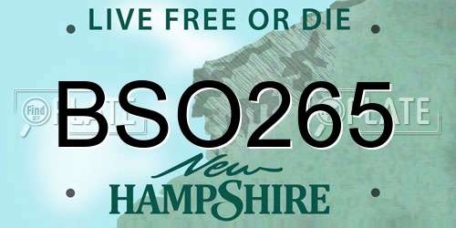 BSO265 New Hampshire License Plate