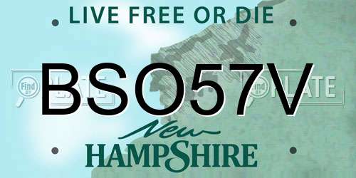 BSO57V New Hampshire License Plate