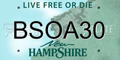 BSOA30 New Hampshire License Plate