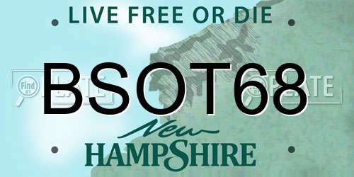 BSOT68 New Hampshire License Plate
