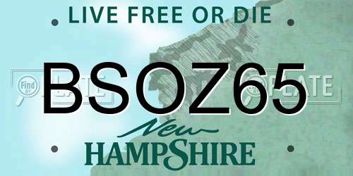 BSOZ65 New Hampshire License Plate