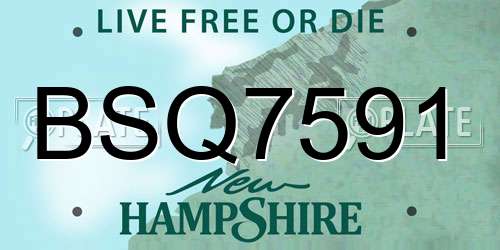 BSQ7591 New Hampshire License Plate