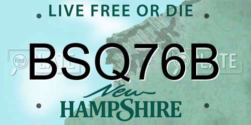 BSQ76B New Hampshire License Plate
