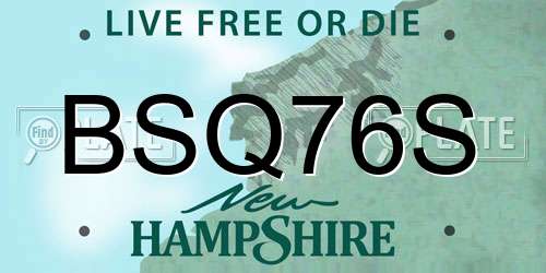BSQ76S New Hampshire License Plate