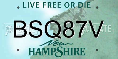 BSQ87V New Hampshire License Plate