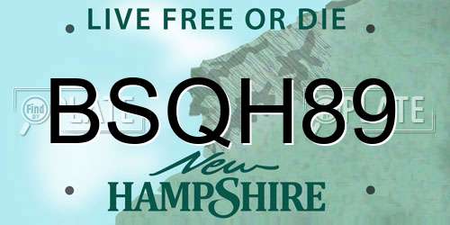 BSQH89 New Hampshire License Plate