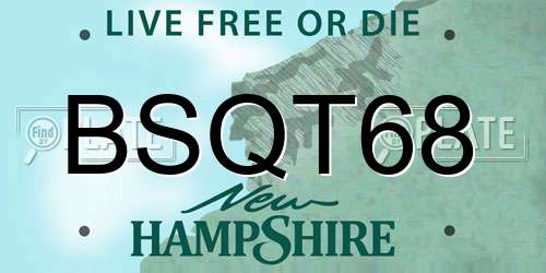 BSQT68 New Hampshire License Plate
