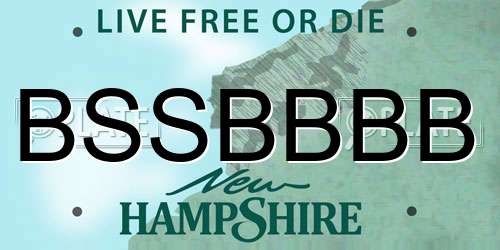 BSSBBBB New Hampshire License Plate