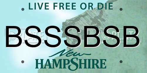 BSSSBSB New Hampshire License Plate
