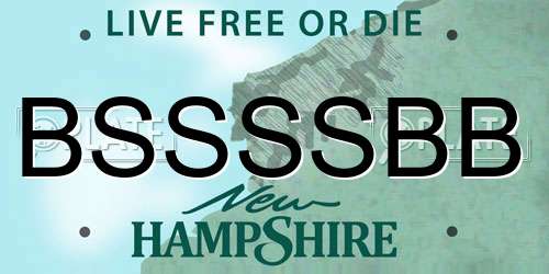 BSSSSBB New Hampshire License Plate