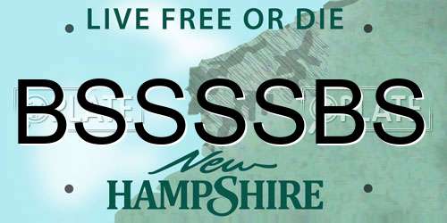 BSSSSBS New Hampshire License Plate