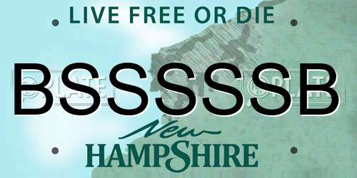 BSSSSSB New Hampshire License Plate