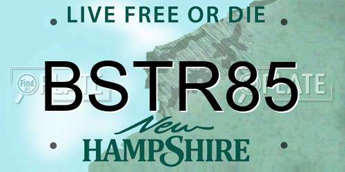 BSTR85 New Hampshire License Plate
