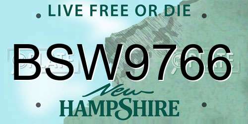 BSW9766 New Hampshire License Plate