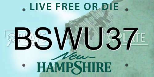 BSWU37 New Hampshire License Plate