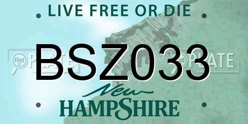 BSZ033 New Hampshire License Plate