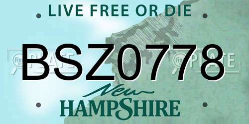 BSZ0778 New Hampshire License Plate