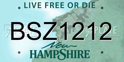 BSZ1212 New Hampshire License Plate
