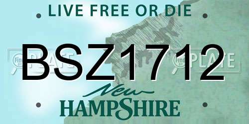 BSZ1712 New Hampshire License Plate
