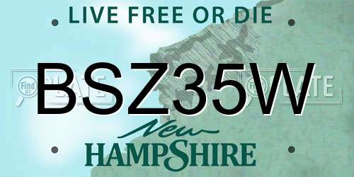 BSZ35W New Hampshire License Plate