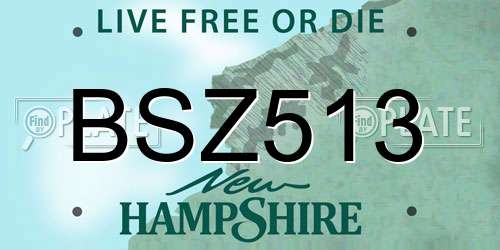 BSZ513 New Hampshire License Plate