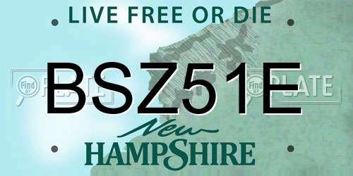 BSZ51E New Hampshire License Plate