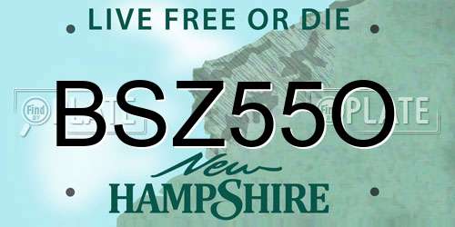 BSZ55O New Hampshire License Plate