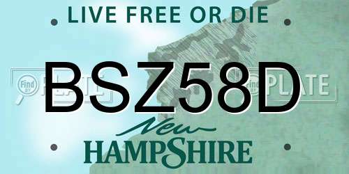 BSZ58D New Hampshire License Plate