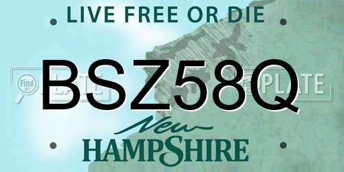 BSZ58Q New Hampshire License Plate