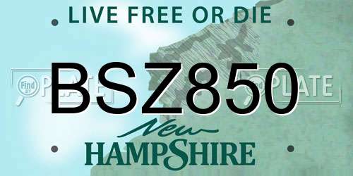 BSZ850 New Hampshire License Plate