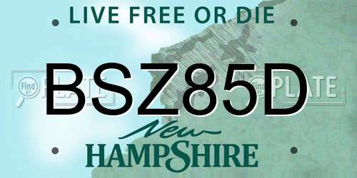 BSZ85D New Hampshire License Plate
