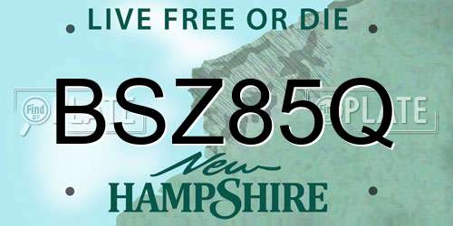 BSZ85Q New Hampshire License Plate