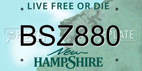 BSZ880 New Hampshire License Plate