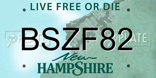 BSZF82 New Hampshire License Plate
