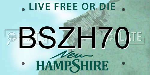 BSZH70 New Hampshire License Plate