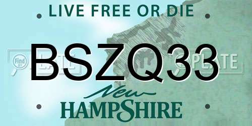 BSZQ33 New Hampshire License Plate