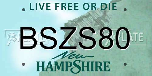BSZS80 New Hampshire License Plate