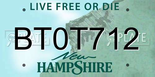 BT0T712 New Hampshire License Plate
