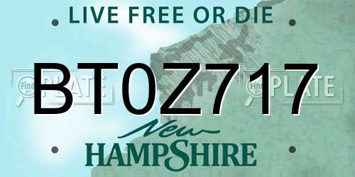BT0Z717 New Hampshire License Plate
