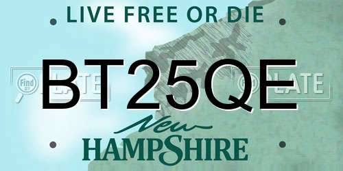 BT25QE New Hampshire License Plate