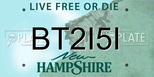 BT2I5I New Hampshire License Plate