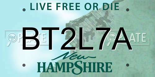 BT2L7A New Hampshire License Plate
